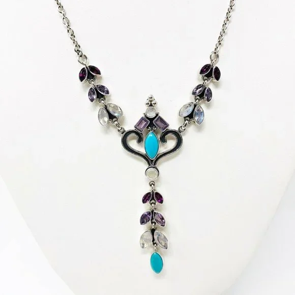 🌟NICKY BUTLER Turquoise Moonstone 8.4CT Sterling Silver Necklace Brand NEW - Picture 12 of 16